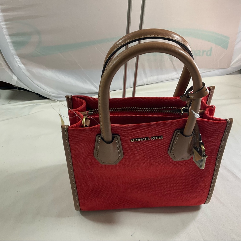 Michael Kors Red and Brown Satchel